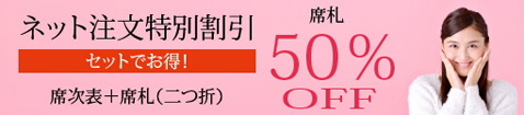 席次表と席札購入で席札が20％OFFタイトル